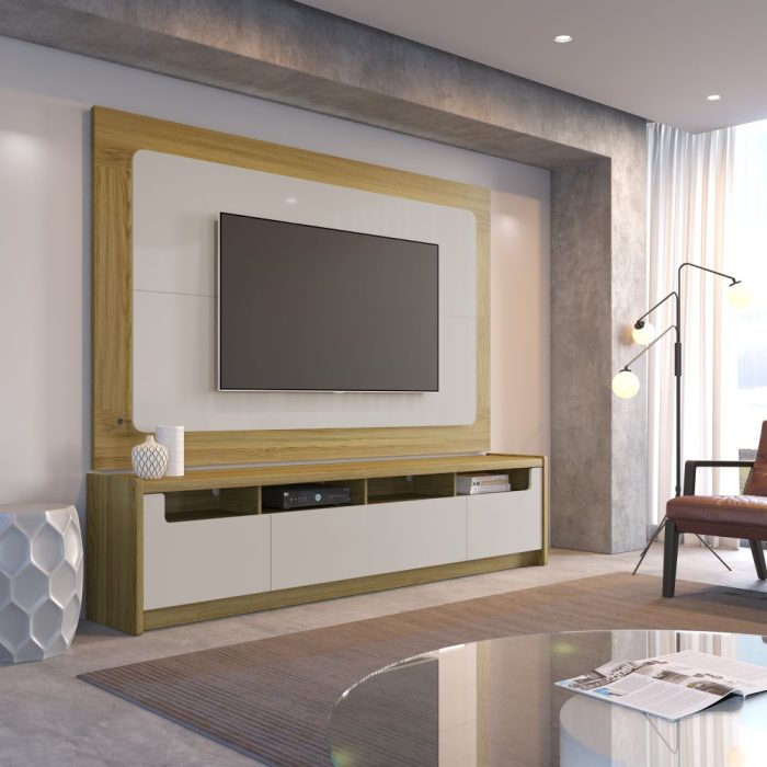 Cópia de 08 Rack com Painel Oslo 2.17 - Off White e Freijó