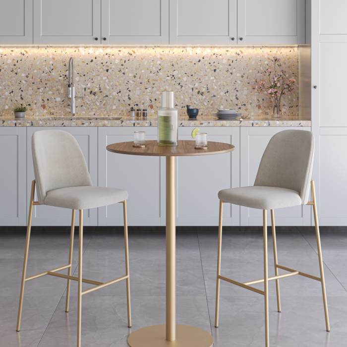 INDUSTRIA - BANQUETA LUCILLE DOURADO SOFT PALHA COM MESA BISTRO NORA DOURADO CANELLA-V2