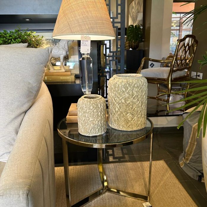 Mesa Auxiliar Grace Golden Vidro Transparente