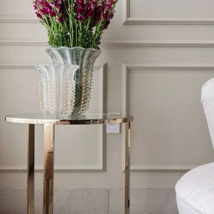 Mesa Auxiliar Grace Golden Vidro transparente 6