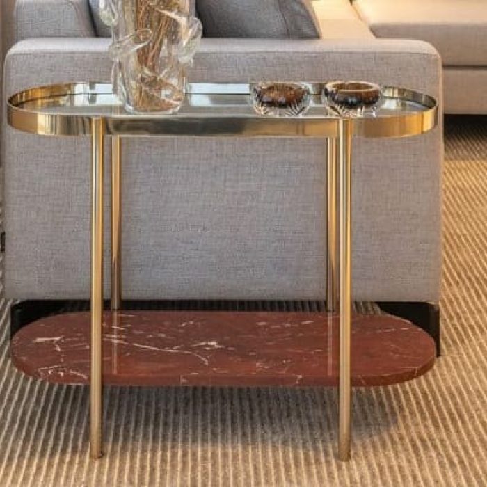 Mesa Auxiliar Nascar Marmore Napoleão Bordo Golden Vidro transparente Cliente carvalho